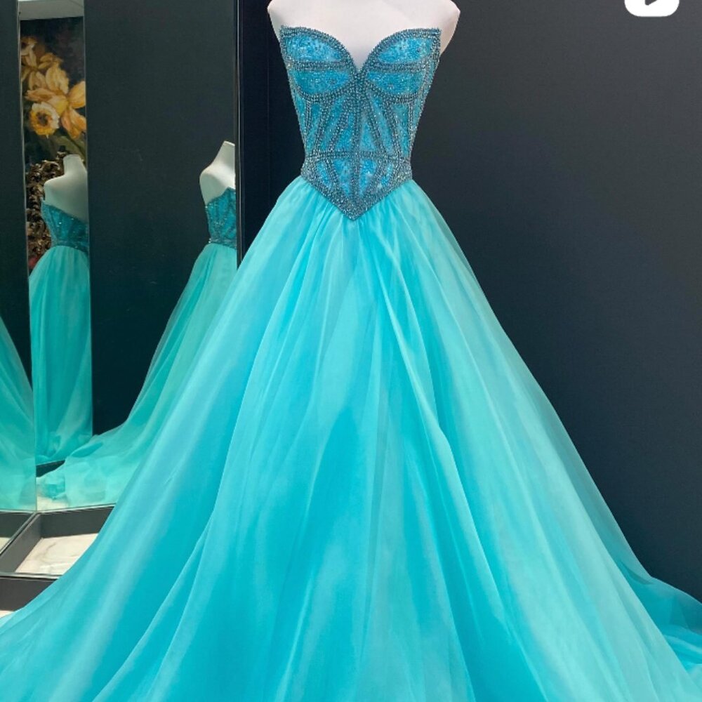 JOVANI Custom Couture Ice Blue Gown - One Of A Kind!